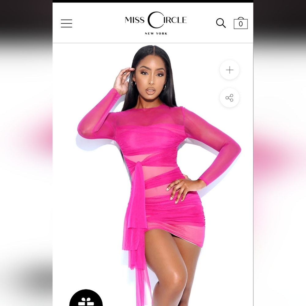 Gillian Fuchsia Long Sleeve Mesh Dress